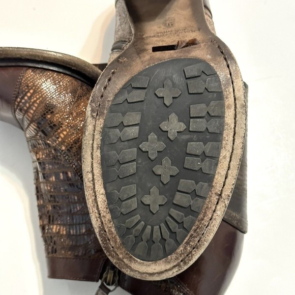 Ugg Collection Women Size 9 Giacinta Brown Ankle Boots Snake Skin Made In Italy - Picture 6 of 16